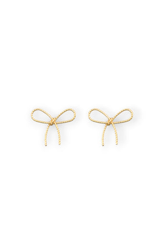 Gold Textured Wire Bow Earrings-Jewelry-Golden Stella-L. Mae Boutique & Wild Mabel Clothing