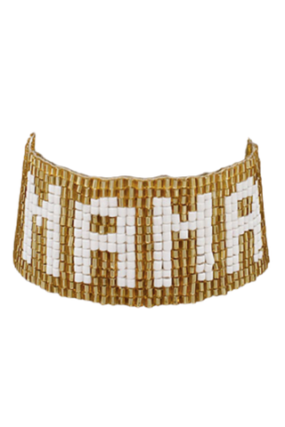 Gold & White Mama Beaded Bracelet-Golden Stella-L. Mae Boutique