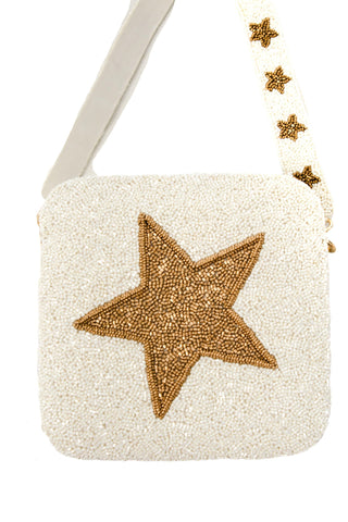 Gold and White Star Beaded Bag-Accessories-Tiana Designs-L. Mae Boutique & Wild Mabel Clothing