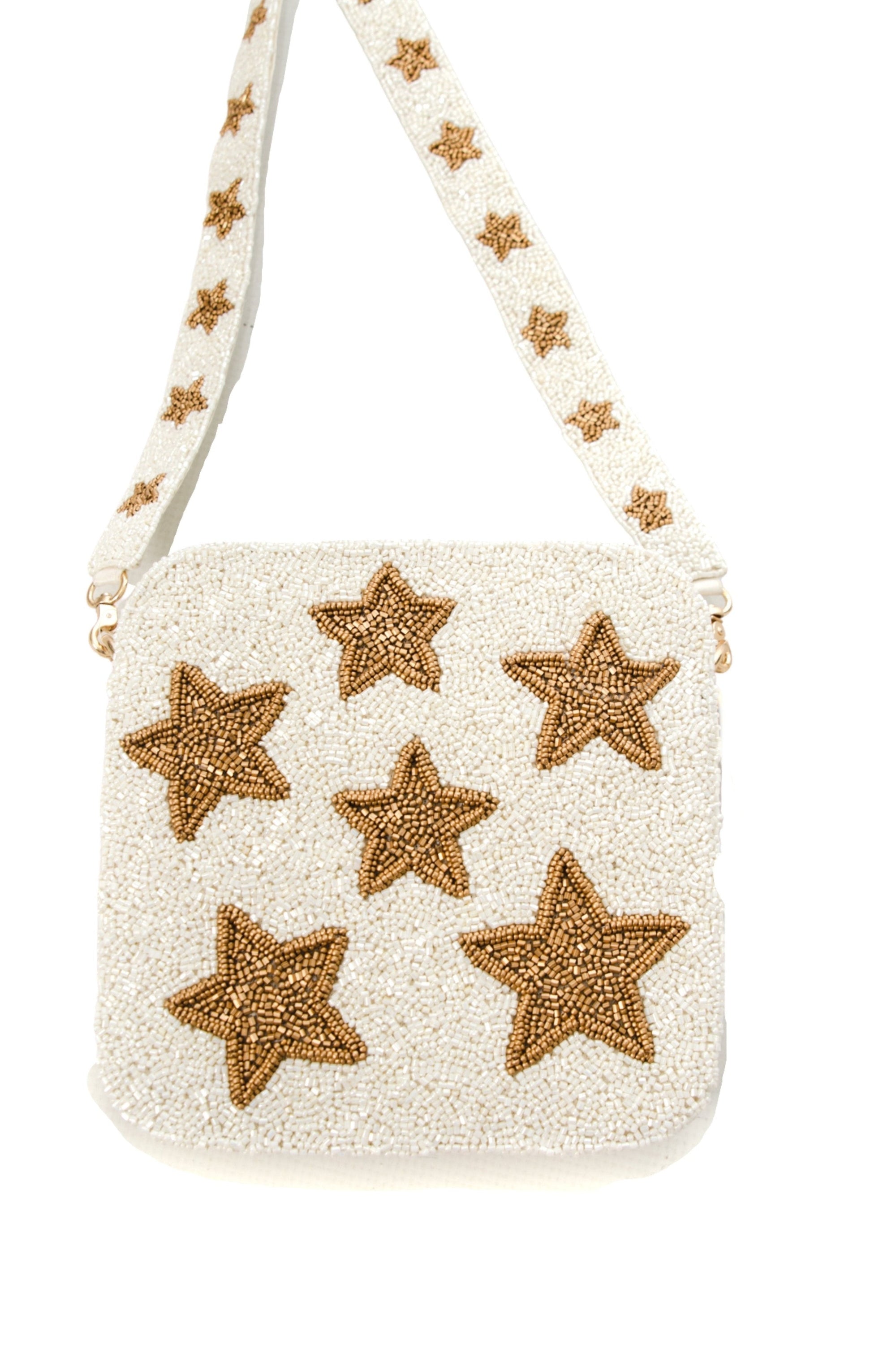 Gold and White Star Beaded Bag-Accessories-Tiana Designs-L. Mae Boutique & Wild Mabel Clothing