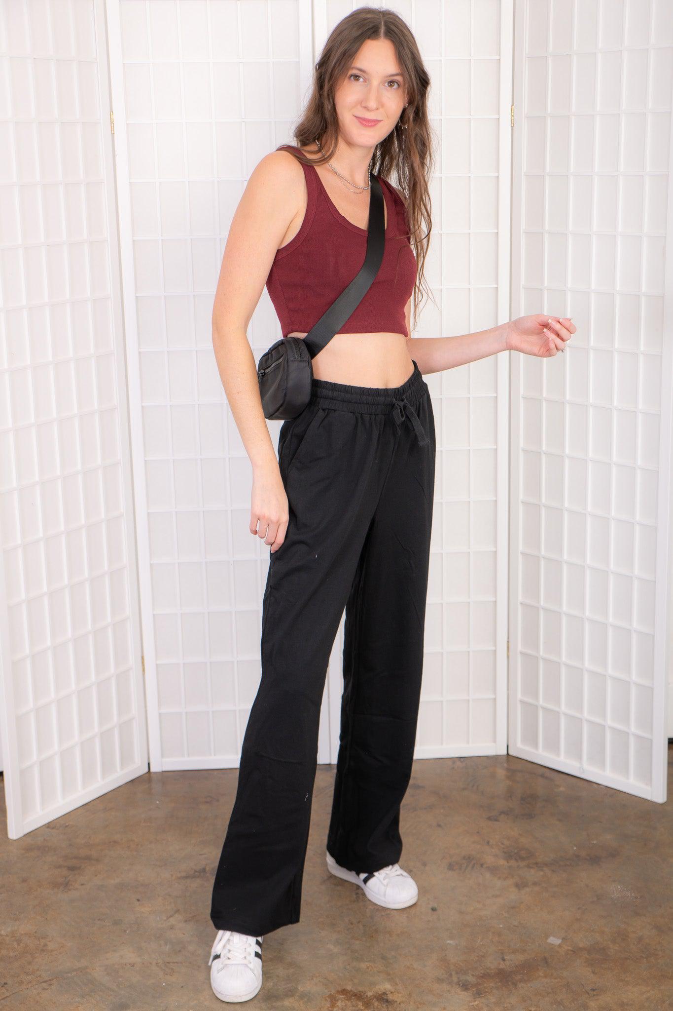 Good Times Maroon Ribbed Cropped Tank-Tops-Signature8-L. Mae Boutique &amp; Wild Mabel Clothing