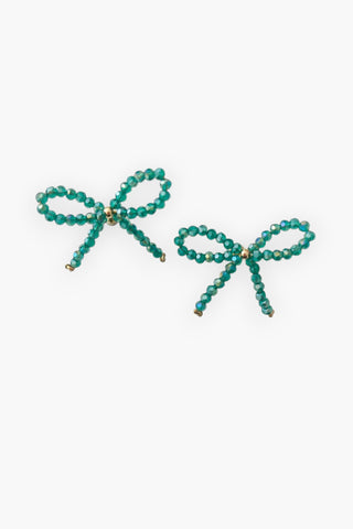 Green Beaded Bow Earrings-Jewelry-Pannee-L. Mae Boutique & Wild Mabel Clothing