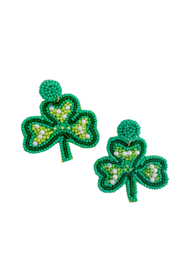 Green Shamrock Beaded Earrings-Jewelry-Golden Stella-L. Mae Boutique & Wild Mabel Clothing