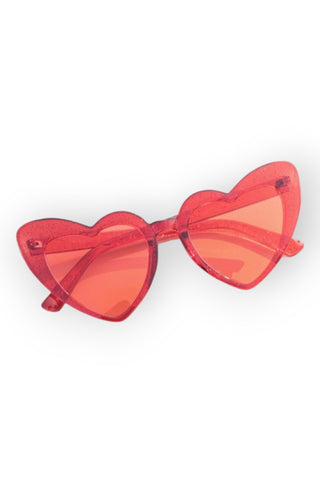 Heart Shaped Red Glitter Sunglasses-Accessories-Space 46-L. Mae Boutique & Wild Mabel Clothing