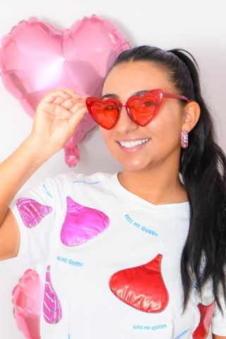 Heart Shaped Red Glitter Sunglasses-Accessories-Space 46-L. Mae Boutique & Wild Mabel Clothing