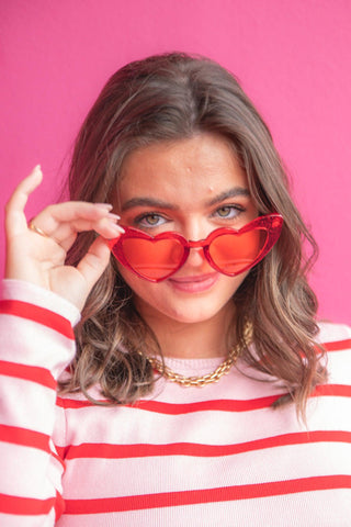 Heart Shaped Red Glitter Sunglasses-Accessories-Space 46-L. Mae Boutique & Wild Mabel Clothing