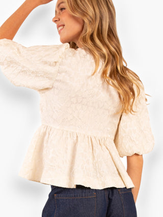 Heart Texture Cream Peplum Top-Tops-Heyson-L. Mae Boutique & Wild Mabel Clothing