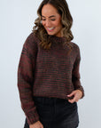Cropped length thick chunky knit sweater with drop shoulder, relaxed fit sweater with drop shoulder, cropped thick sweater for fall