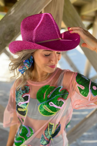 Hello Vegas Pink Sequin Cowboy Hat-C.C Beanie-L. Mae Boutique