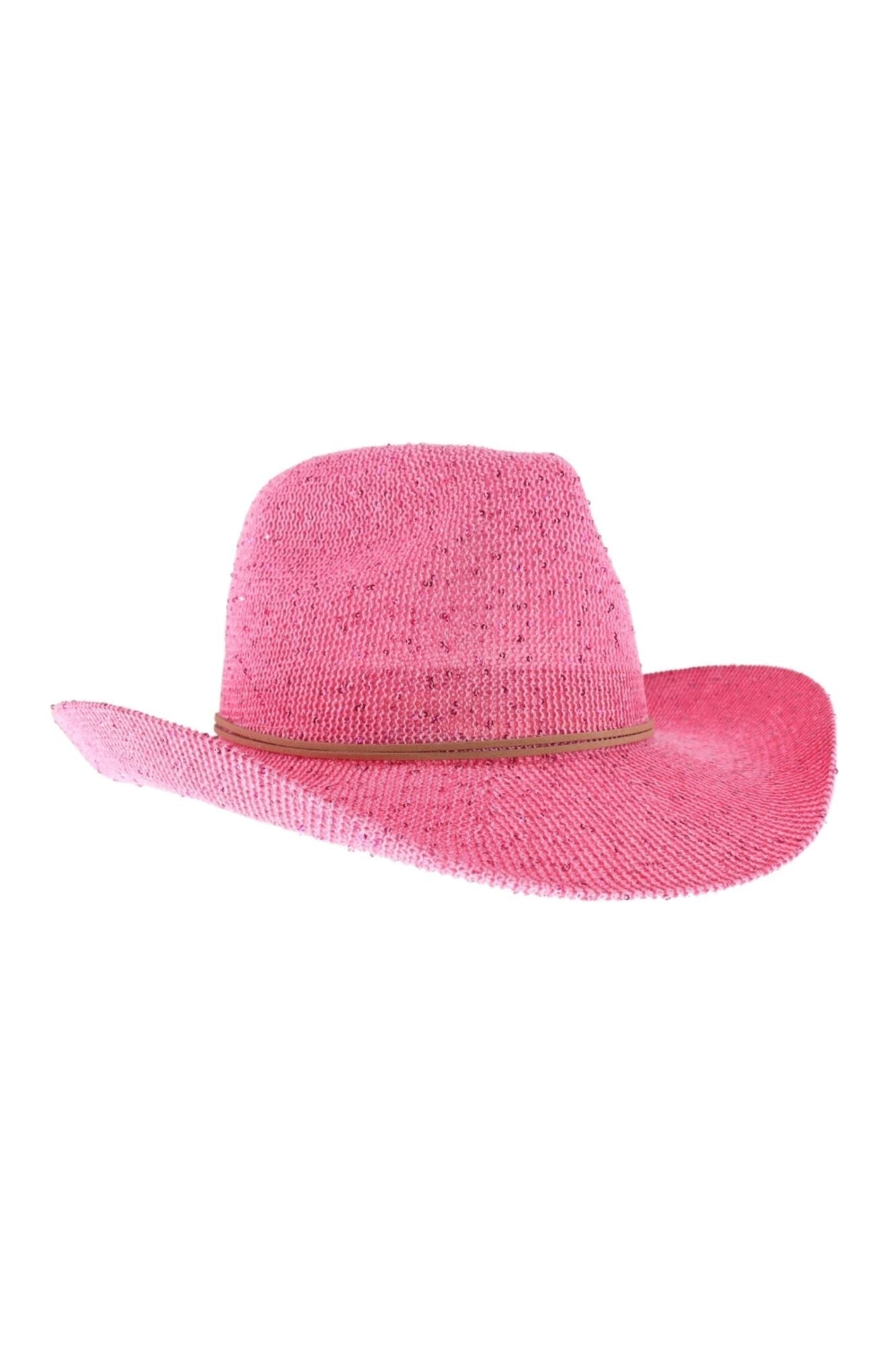 Hello Vegas Pink Sequin Cowboy Hat-Accessories-C.C Beanie-L. Mae Boutique & Wild Mabel Clothing