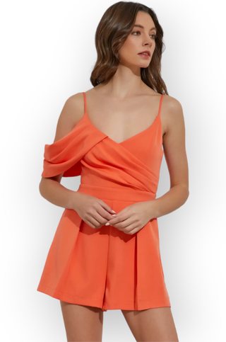 Highly Likely Orange Cold Shoulder Romper-Do + Be-L. Mae Boutique