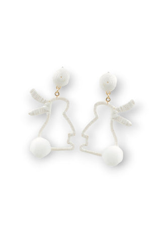 Hippity Hop White Bunny Outline Earrings-Golden Stella-L. Mae Boutique