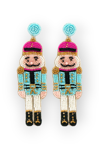 Holiday Pink Nutcracker Beaded Earrings-Jewelry-Golden Stella-L. Mae Boutique & Wild Mabel Clothing