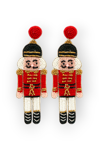 Holiday Red Nutcracker Beaded Earrings-Jewelry-Golden Stella-L. Mae Boutique & Wild Mabel Clothing