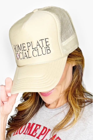 Home Plate Social Club Trucker Hat-Poppy & Pine-L. Mae Boutique