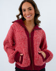 Homecoming Red & Burgundy Sweater Jacket