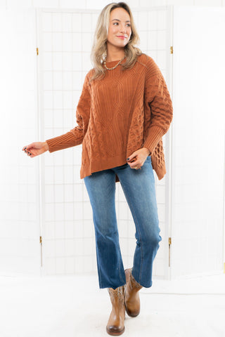 Honeycomb Brown Knit Sweater-Tops-TCEC-L. Mae Boutique & Wild Mabel Clothing