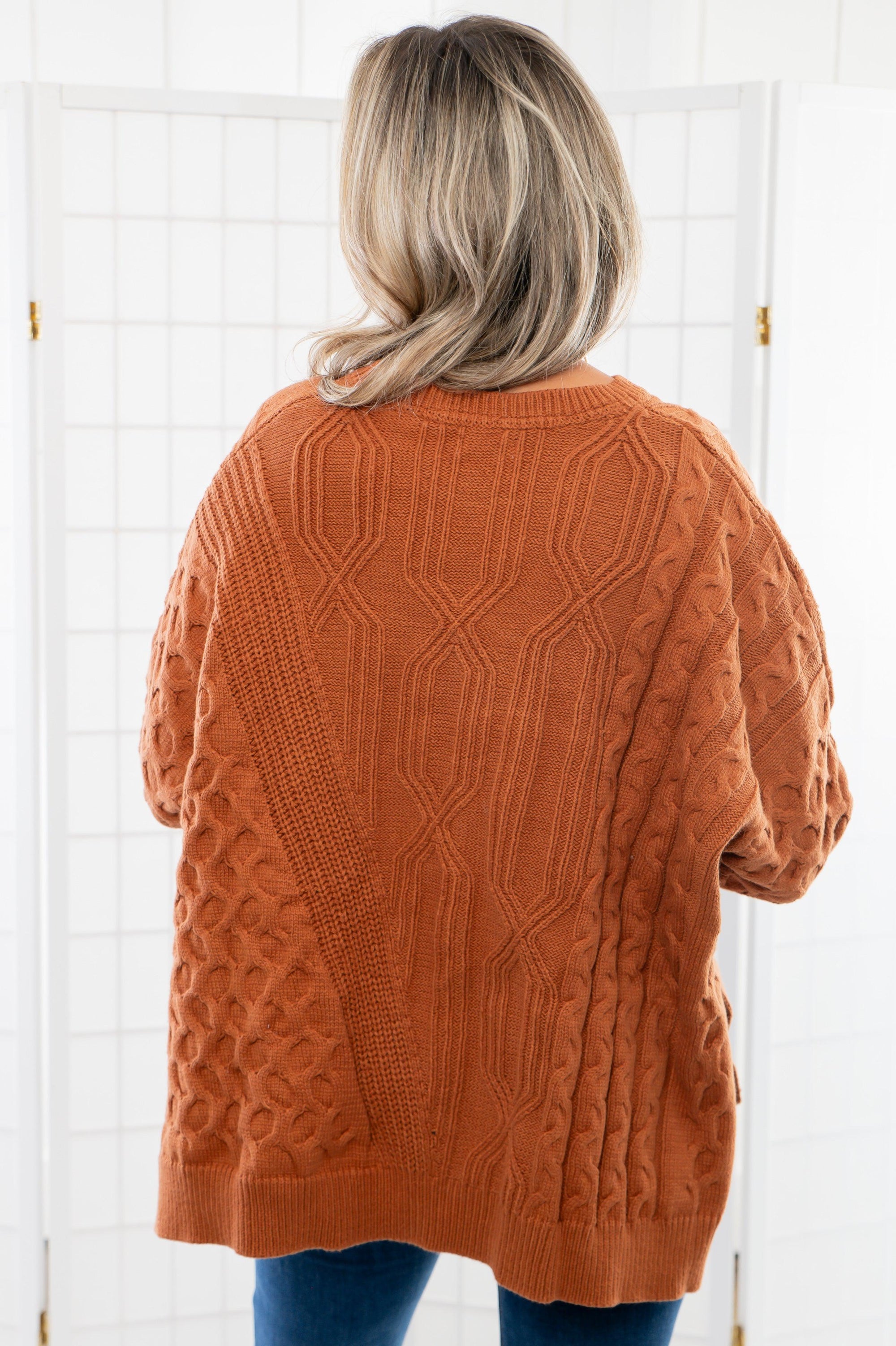 Honeycomb Brown Knit Sweater-Tops-TCEC-L. Mae Boutique &amp; Wild Mabel Clothing