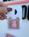 Gold Fringe Rhinestone Ghost Earrings