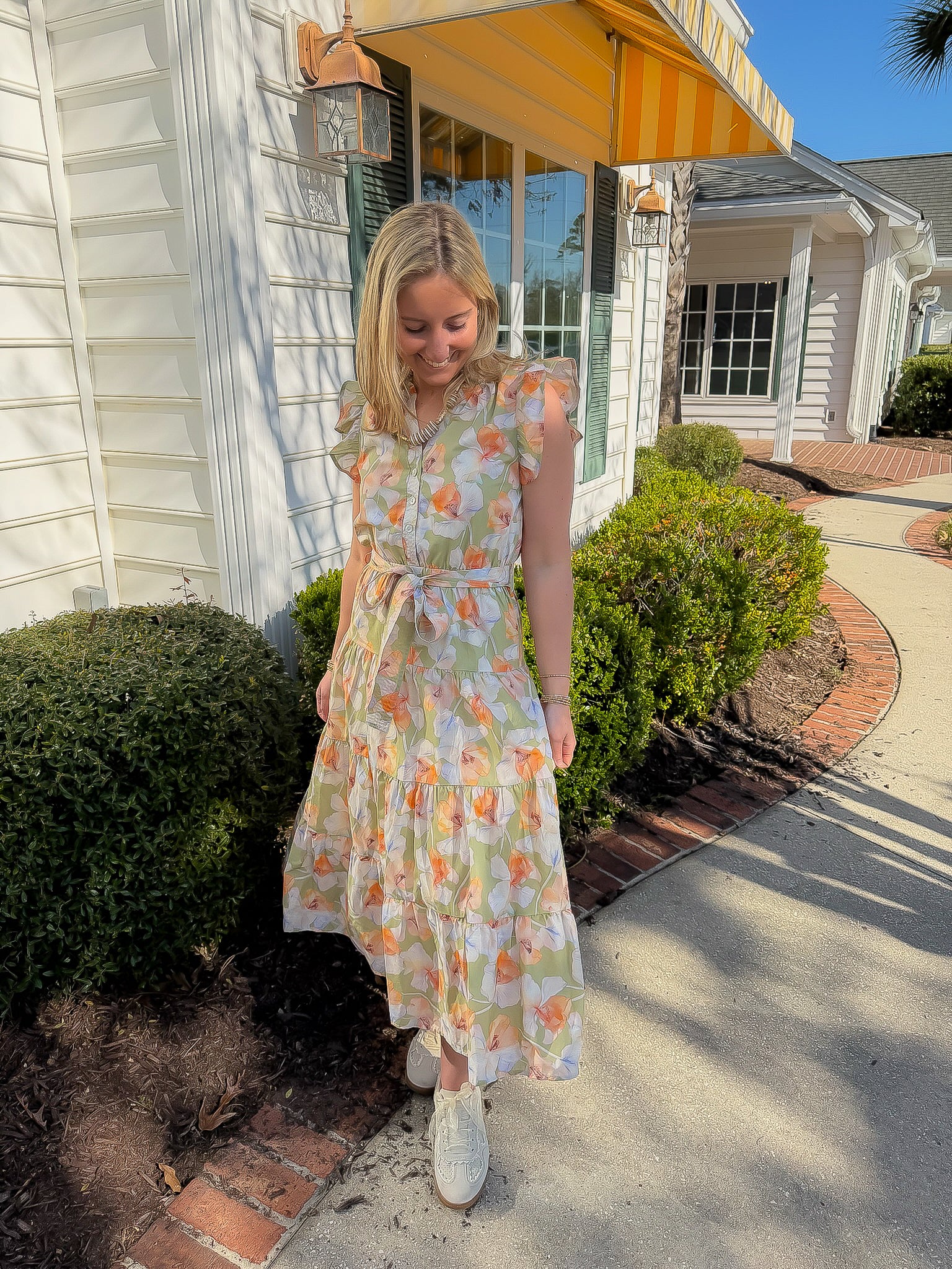 thml green floral dress JH2249 THML Green Floral Dress 606River