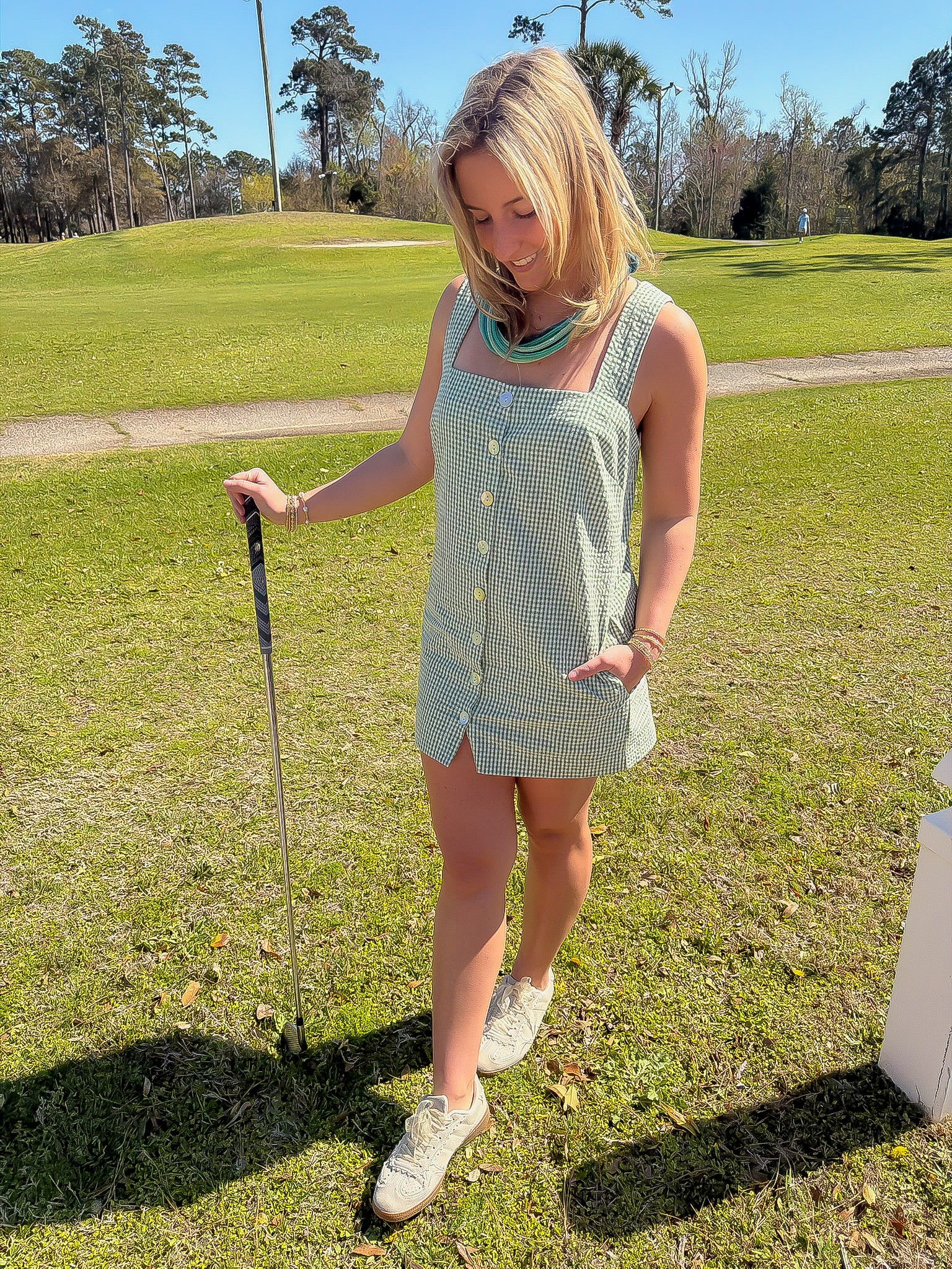 green gingham mini dress Show Me Your Mumu Everly Mini Dress in Field Green Gingham