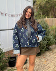 Bluebell Blooms Navy Reversible Block Print Jacket