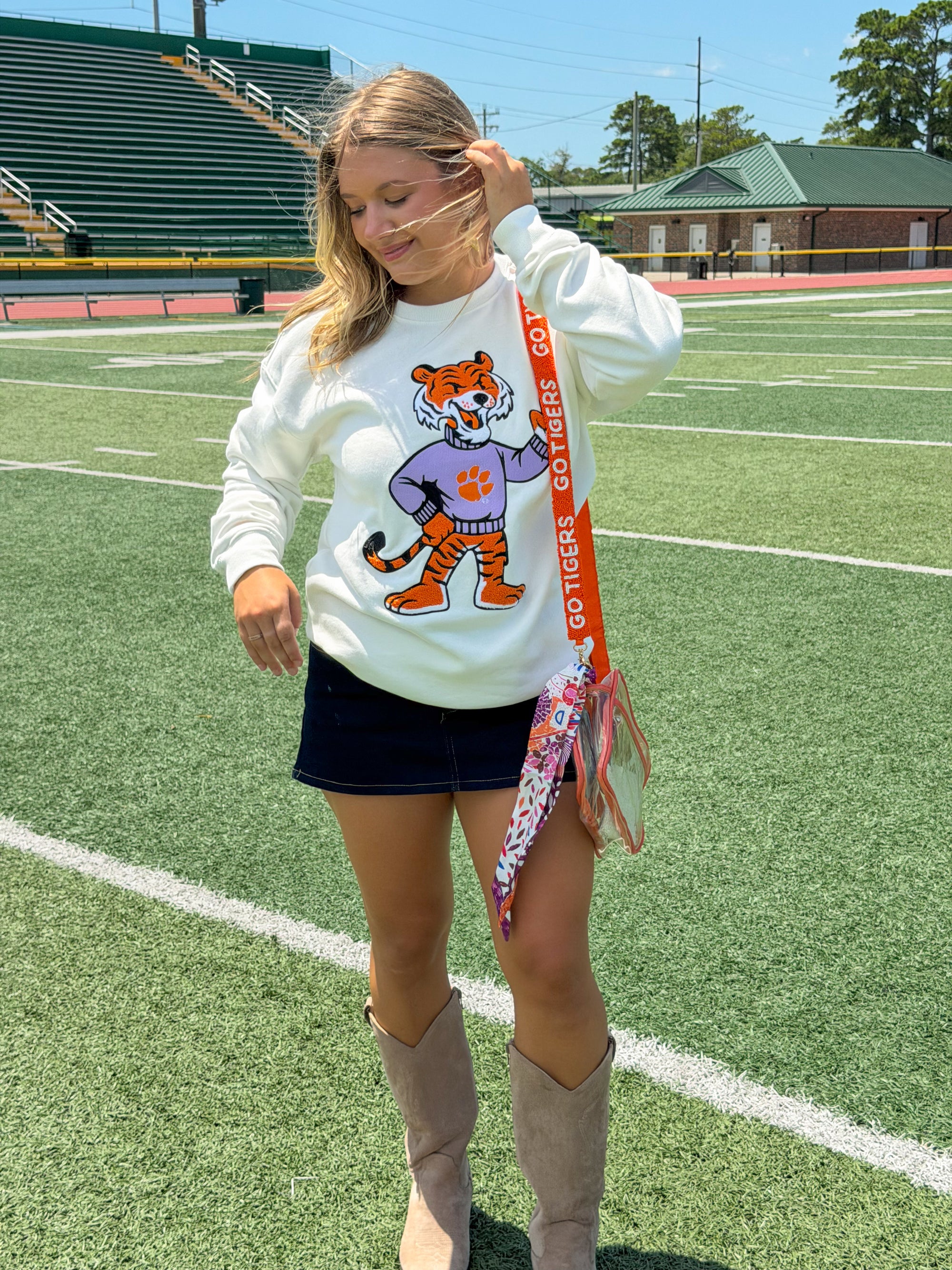 Clemson Tiger Mascot Chenille Patch Sweatshirt