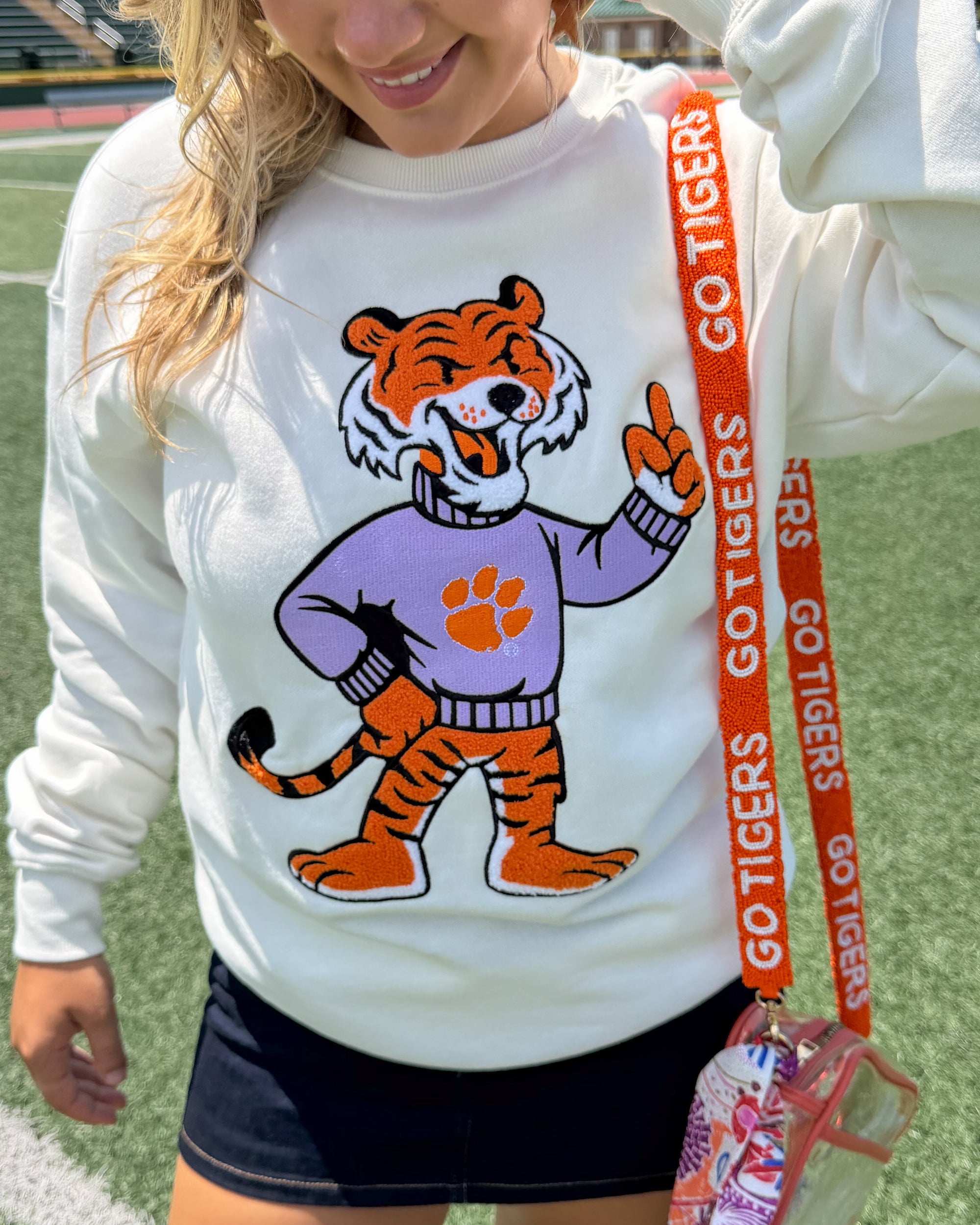 Clemson Tiger Mascot Chenille Patch Sweatshirt