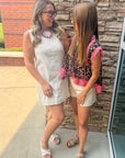 Avery Pink Leopard Lace Trim Top