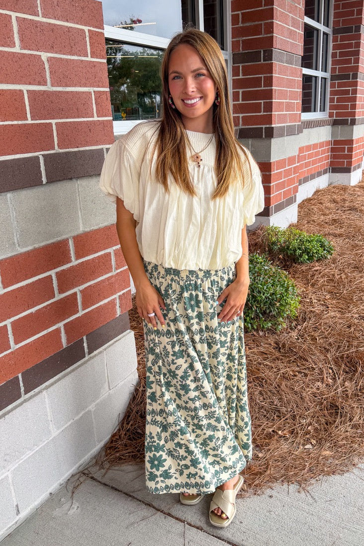 Brooklyn Ivory Mixed Media Bubble Top