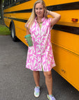 THML Pink Hint of Lime Button Front Dress
