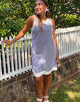 Linen Blue Wave Mini Dress