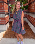 Office Hours Magenta & Green Polka Dot Mini Dress