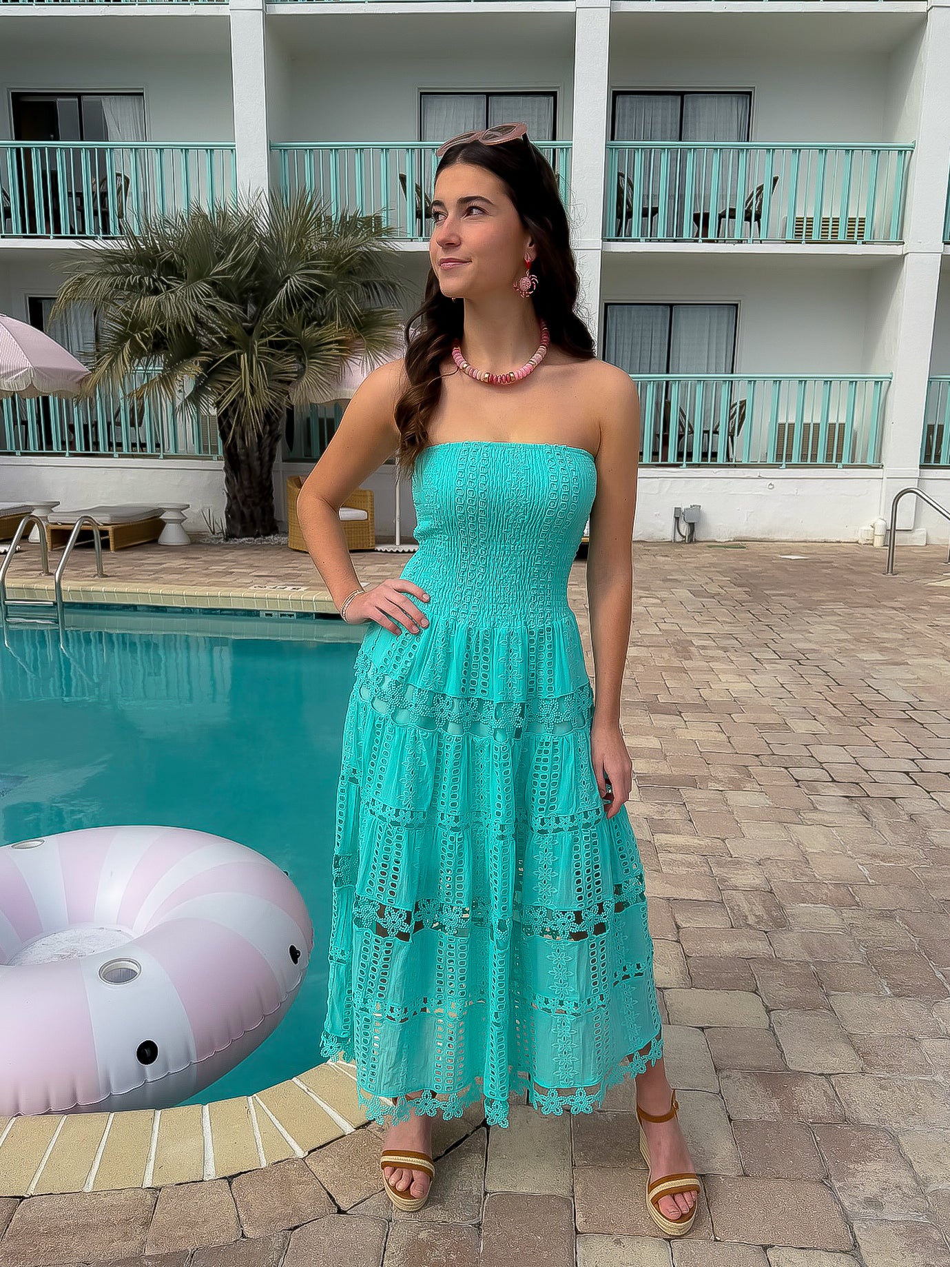 chinese dress ladies Women's The Beauty Within Off The Shoulder Floral Mini Dress in Aqua Blue main image 1
