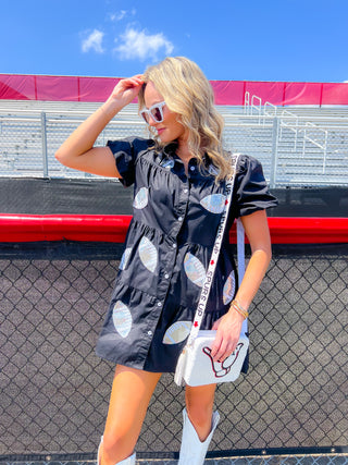 Black Sequin Football Gameday Dress - Black Gameday Dresses