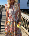 Peach Patchwork Floral Maxi Dress