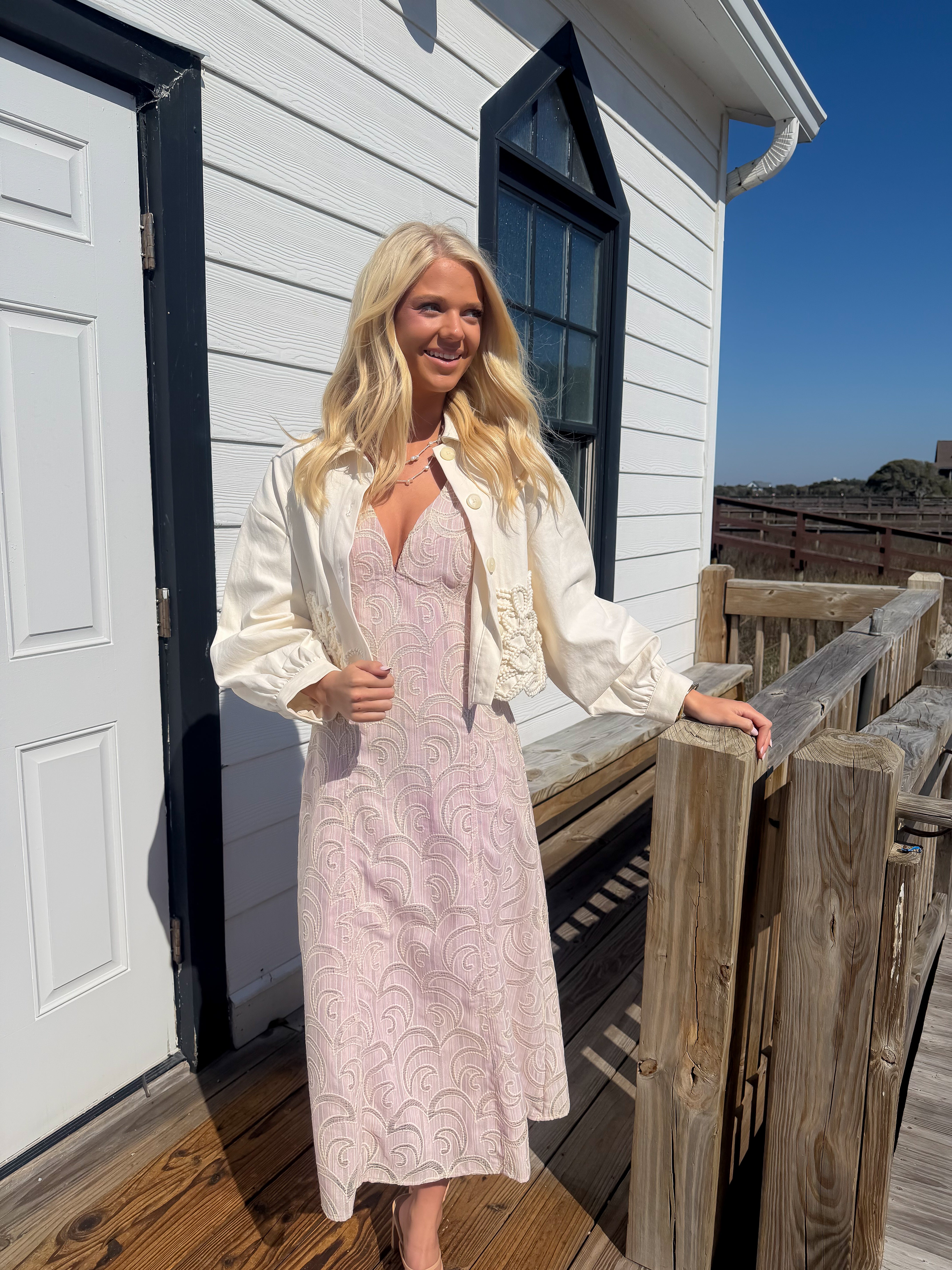 embroidered midi dress Fleur Lilac Embroidered Midi Dress