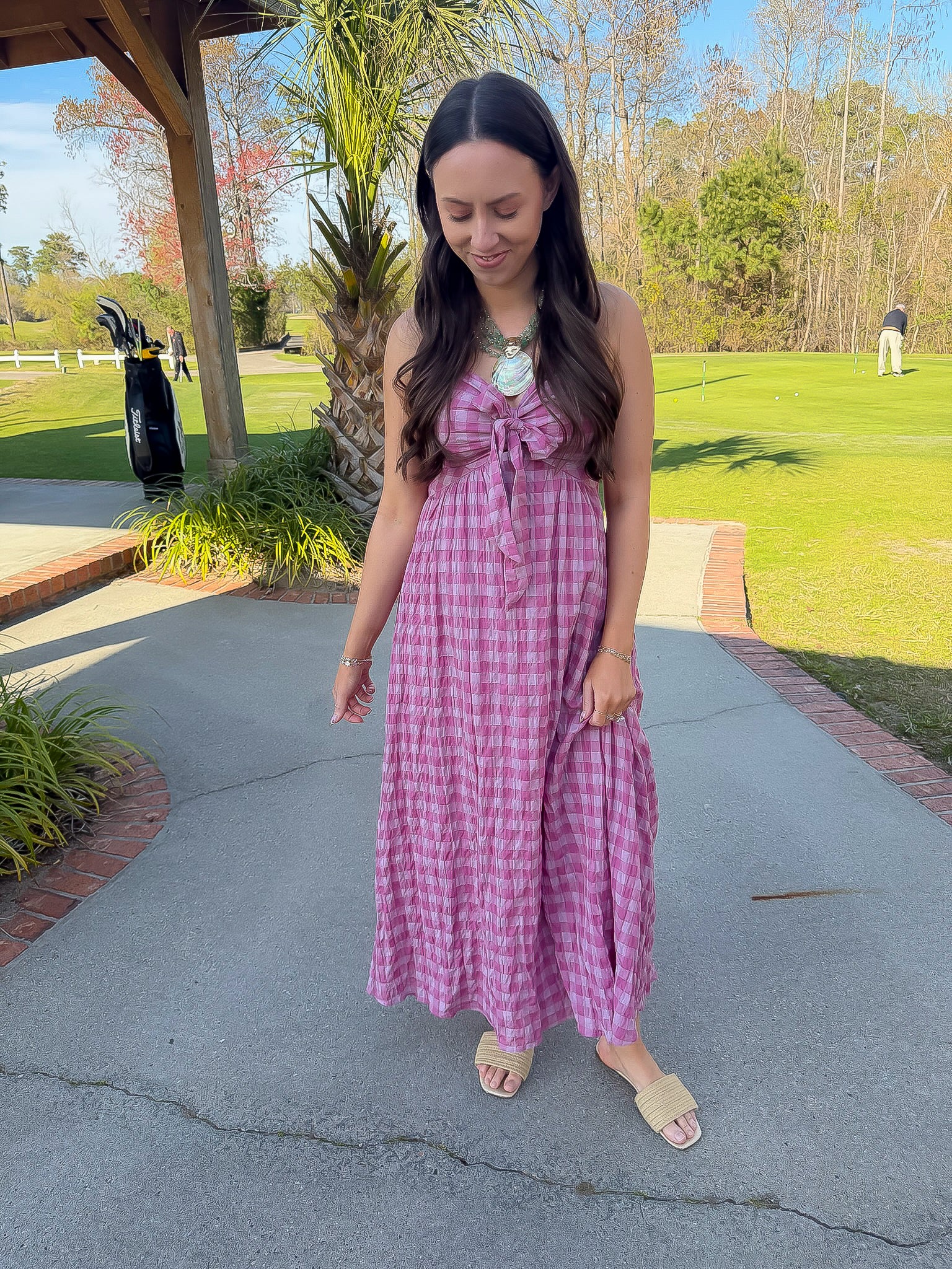 pink gingham dress australia Florence Mini Dress