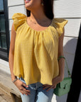 Buttercup Yellow Gingham Puff Sleeve Blouse