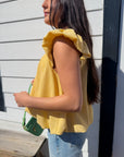 Buttercup Yellow Gingham Puff Sleeve Blouse