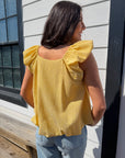 Buttercup Yellow Gingham Puff Sleeve Blouse