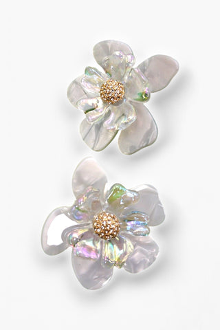 Iridescent Acrylic Flower Rhinestone Earrings-Jewelry-Wall to Wall-L. Mae Boutique & Wild Mabel Clothing