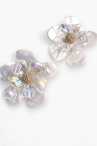 Iridescent Acrylic Flower Rhinestone Earrings-Jewelry-Wall to Wall-L. Mae Boutique & Wild Mabel Clothing