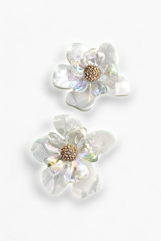 Iridescent Acrylic Flower Rhinestone Earrings-Jewelry-Wall to Wall-L. Mae Boutique & Wild Mabel Clothing