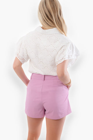 Jane Lavender Pin Tuck Shorts-Bottoms-Entro-L. Mae Boutique & Wild Mabel Clothing