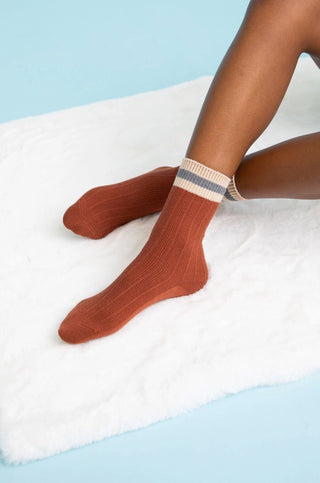 Josie Rust Color Block Socks-Accessories-Leto Accessories-L. Mae Boutique & Wild Mabel Clothing