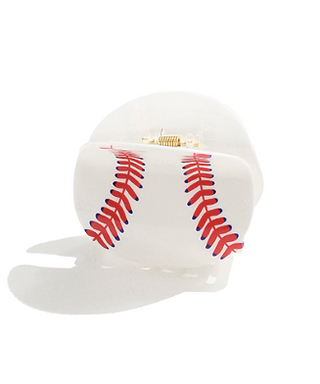 Jumbo White Baseball Hair Clip-Accessories-Golden Stella-L. Mae Boutique & Wild Mabel Clothing