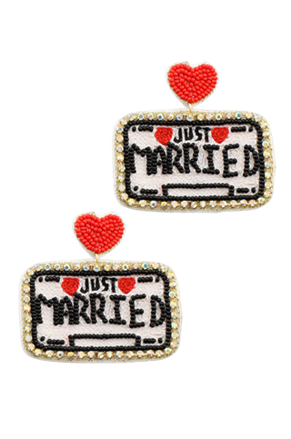 Just Married Beaded Earrings-Jewelry-Golden Stella-L. Mae Boutique & Wild Mabel Clothing