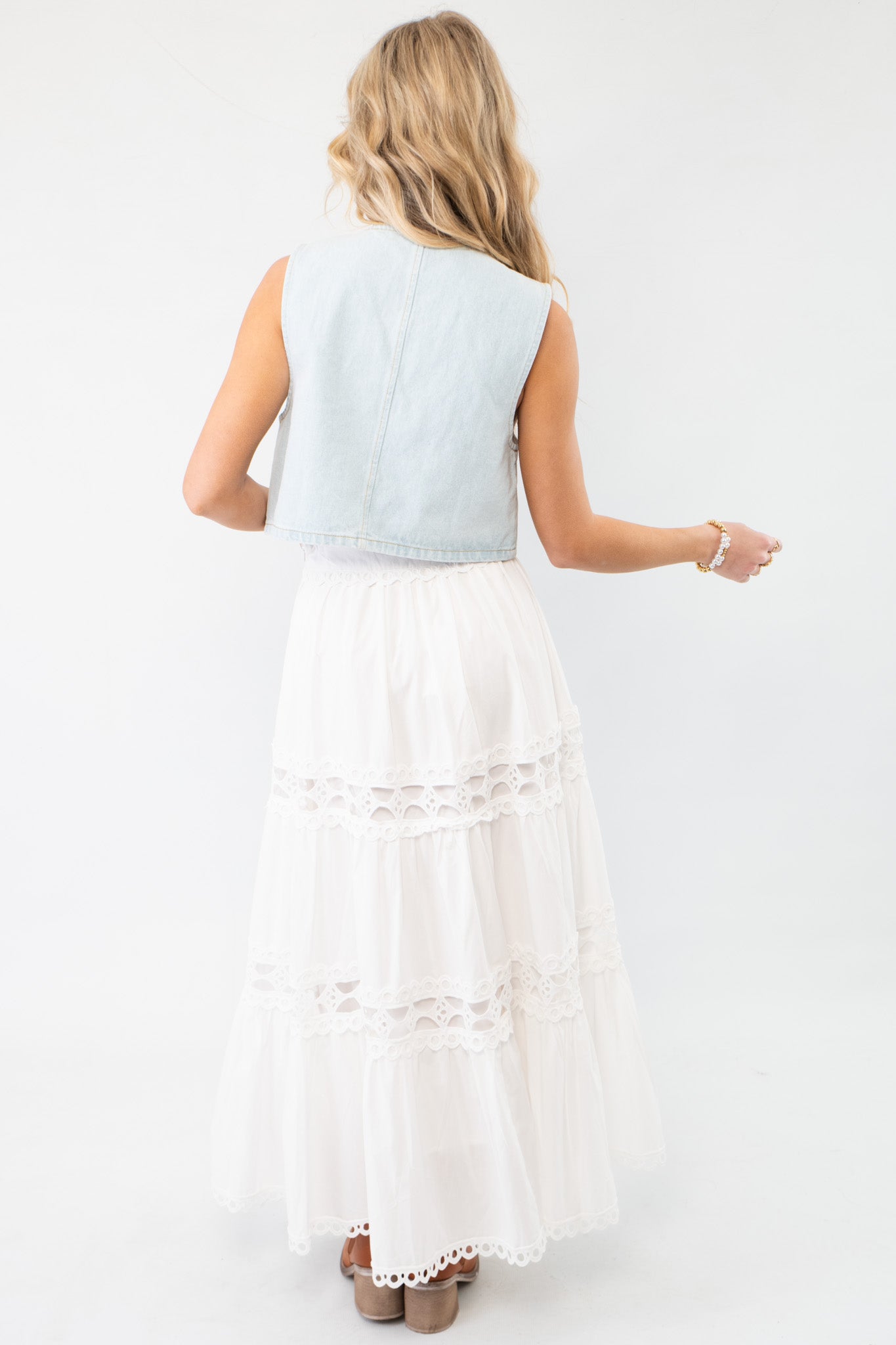 Kait Eyelet White Midi Skirt-Bottoms-Heyson-L. Mae Boutique &amp; Wild Mabel Clothing