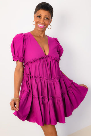 Keeper Of My Heart Magenta Ruffle Dress-idem ditto-L. Mae Boutique
